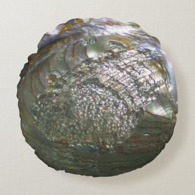 Shimmering Abalone Seashell, prachtige Natuur Rond Kussen (Voorkant)