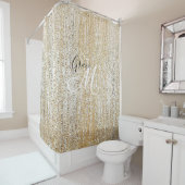 Shimmering Champagne Sparking Modern Monogram Douchegordijn (In situ)
