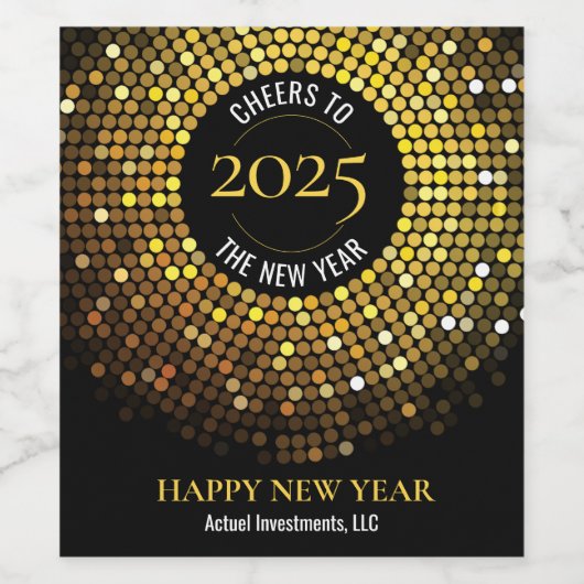 Shimmering Circle verlicht oudejaarsavond Wijn Etiket (Enkel label)