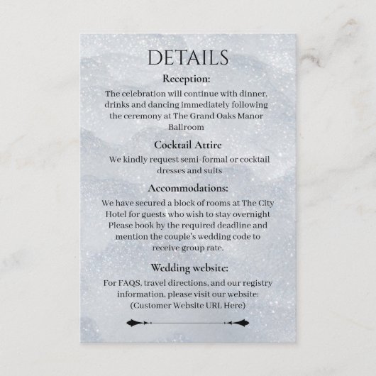 Shimmering Filigree Details Card Informatiekaartje (Voorkant)