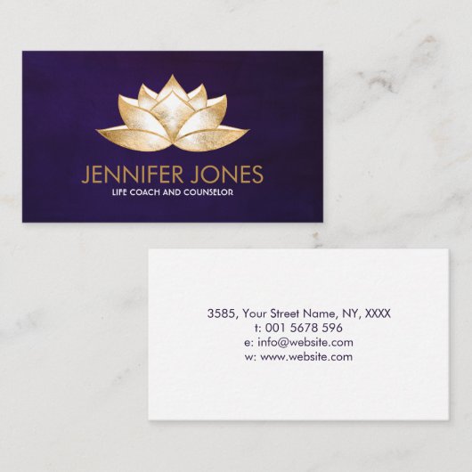 Shimmering Golden Lotus Flower Visitekaartje (Voorkant / Achterkant)