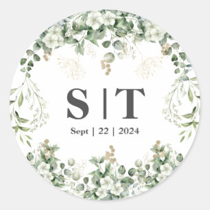 Shimmering Leaves: Gepersonaliseerde Botanische St Ronde Sticker