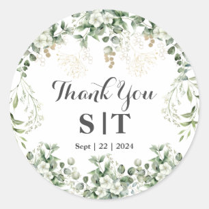 Shimmering Leaves: Gepersonaliseerde Botanische St Ronde Sticker