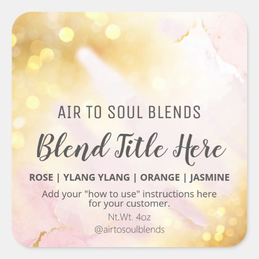  Shimmering Pink Essential Oil Blend Labels (Voorkant)