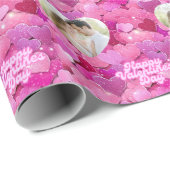 Shimmering Pink Hearts Custom Photo Cadeaupapier (Rol Hoek)