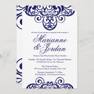 Shimmering Sapphire  Wedding Invitations Kaart