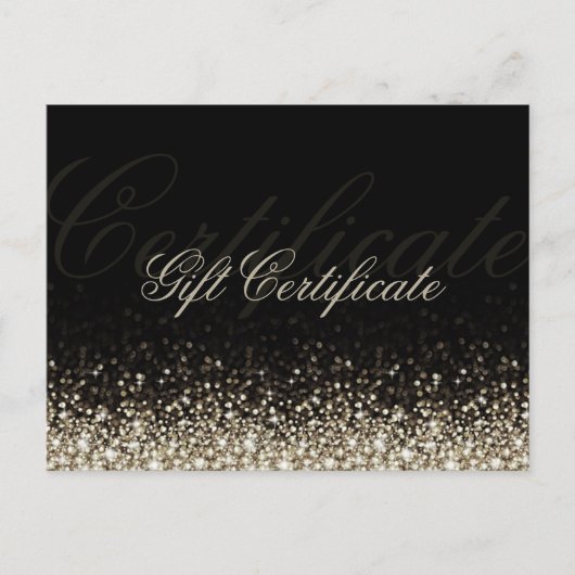 Shimmering Silver Glitter Black Cadeaubon Briefkaart (Voorkant)
