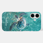 Shimmering Turquoise Sea Turtle | Coastal Case-Mate iPhone Case (Achterkant (horizontaal))