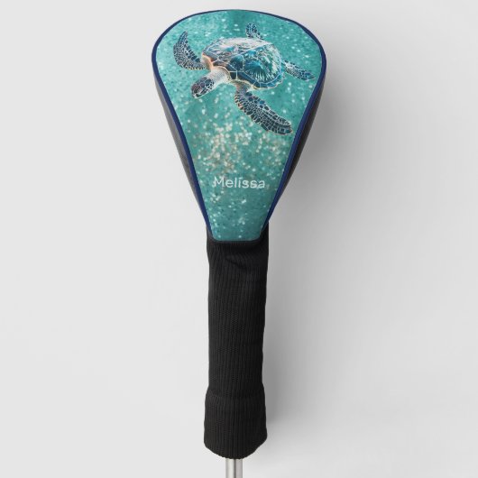 Shimmering Turquoise Sea Turtle | Coastal Golfheadcover (Voorkant)