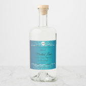 Shimmery Blauwgroen Logo Initialen Glitter Product Likeurfles Etiket (Voorkant)