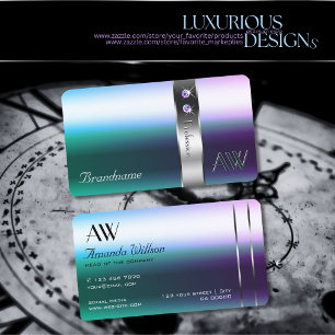 Shimmery Blauwgroen Paarse Ombre Zilveren Decor Mo Visitekaartje