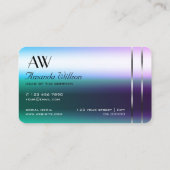 Shimmery Blauwgroen Paarse Ombre Zilveren Decor Mo Visitekaartje (Achterkant)