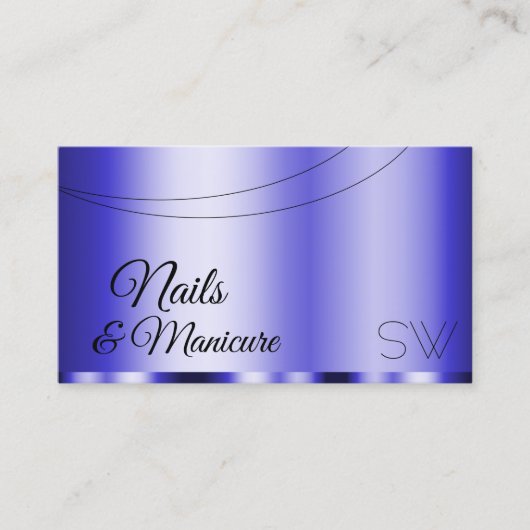 Shimmery Blue Glamoureus met Monogram Modern Visitekaartje (Voorkant)