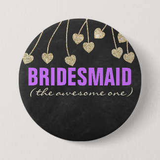 Shimmery Chic Bridesmaid Button Pin (paars)