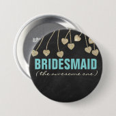 Shimmery Chic Bruidsmeisje Button Pin (blauw) (Voorkant /achterkant)