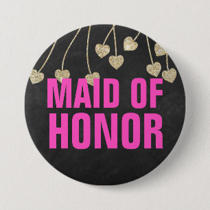 Shimmery Chic Maid of Honor Button Pin