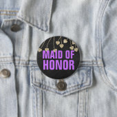 Shimmery Chic Maid of Honor Button Pin (paarse) (In situ)