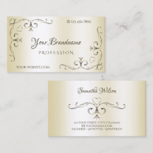 Shimmery Cream  Corner Borders Ornamental Visitekaartje