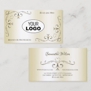 Shimmery Cream  hoeken met Logo Ornamental Visitekaartje