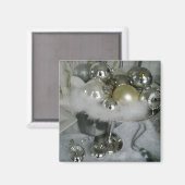 Shimmery Elegance Silver en White Decorations Magneet (Voorkant / Achterkant)
