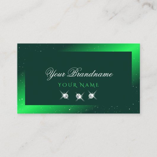 Shimmery Emerald Green Sparking Diamonds Elegant Visitekaartje (Voorkant)