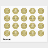 Shimmery Gold Bruiloft Monogram Afdichtingen Stick Ronde Sticker (Vel)