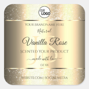 Shimmery Gold Glitter Initialen Product Labels Log