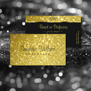 Shimmery Gold Glitter Sprankelende Sterren en Init Visitekaartje