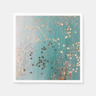 Shimmery Gold Stars op Blauwgroen Servet