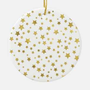 Shimmery Goldstars Golden Star Pattern Keramisch Ornament