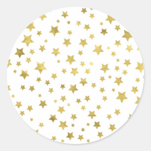 Shimmery Goldstars Golden Star Pattern Ronde Sticker