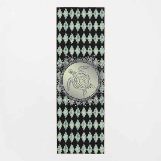 Shimmery Green en Silver Zee Turtle Yogamat (Voorkant)