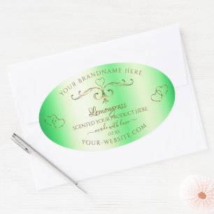 Shimmery Green Gold  Ornamenten Productlabel Ovale Sticker