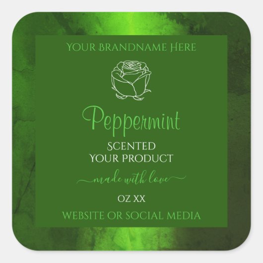 Shimmery Green Marble Floral Modern Product Labels (Voorkant)