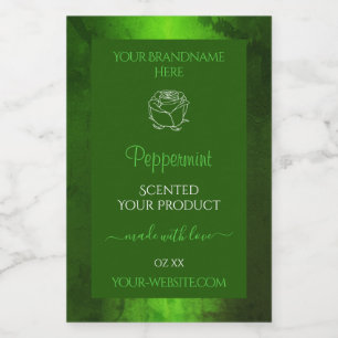 Shimmery Green Marble Floral Modern Product Labels Voedselcontainer Etiket