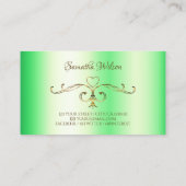 Shimmery Green met Gold Corner Borders Visitekaartje (Achterkant)