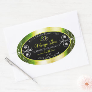 Shimmery Green Yellow Product Labels Jewels Black