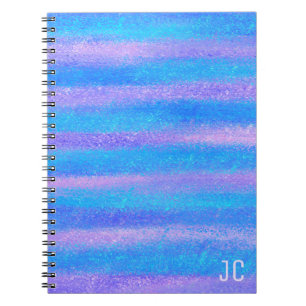 Shimmery Iridescent Stripes Turquoise Pink Foto Notitieboek