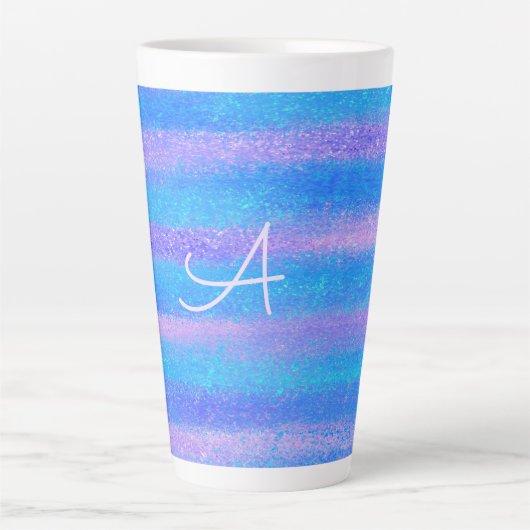 Shimmery Iridescent Stripes Turquoise Pink Latte Mok (Voorkant)