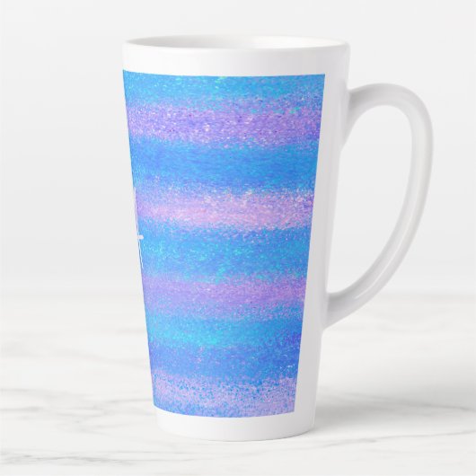 Shimmery Iridescent Stripes Turquoise Pink Latte Mok (Rechts)