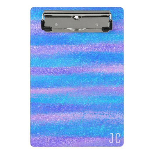 Shimmery Iridescent Stripes Turquoise Pink Mini Klembord (Voorkant)