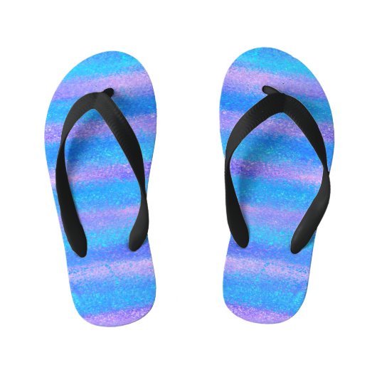 Shimmery iriserende strepen Turquoise roze Kinder Teenslippers (Voetbed)