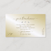 Shimmery Light Golden Sparking Diamonds Monogram Visitekaartje (Achterkant)