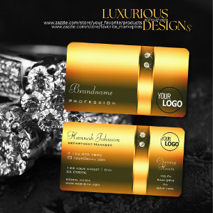 Shimmery Oranje Gradiënt Diamonds en Logo Visitekaartje