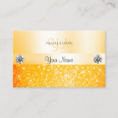 Shimmery Oranje Sparkle Glitter Monogram Diamonds Visitekaartje (Voorkant)