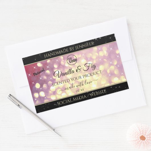 Shimmery Paars Gold Glitter Logo Labels (Envelop)
