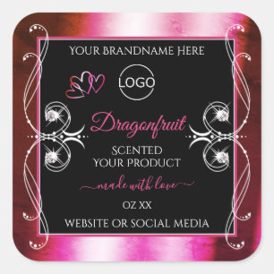 Shimmery Pink Black Product Labels Diamonds Logo