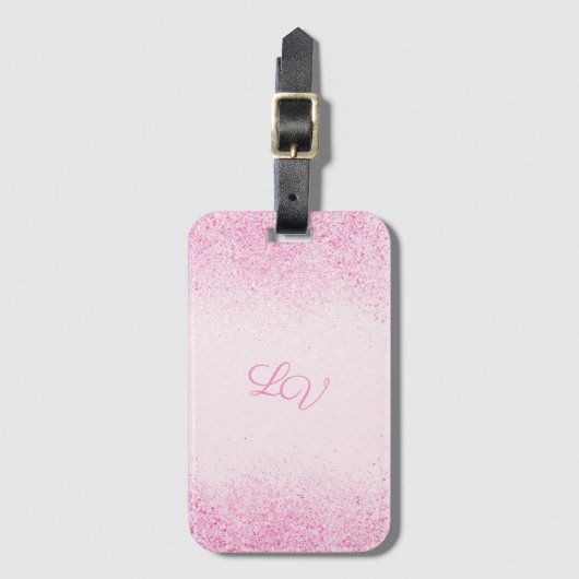 Shimmery Pink Glitter Dust Bagagelabel (Voorkant (verticaal))