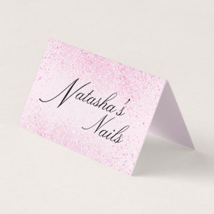 Shimmery Pink Glitter Dust Folded Visitekaartjes