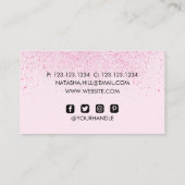 Shimmery Pink Glitter Dust Visitekaartje (Achterkant)